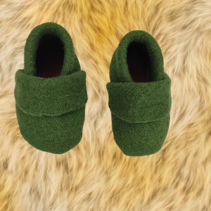 Wollwalkpuschen, Hausschuhe mit Ledersohle, Kitaschuhe Größe 20/21 heugrün