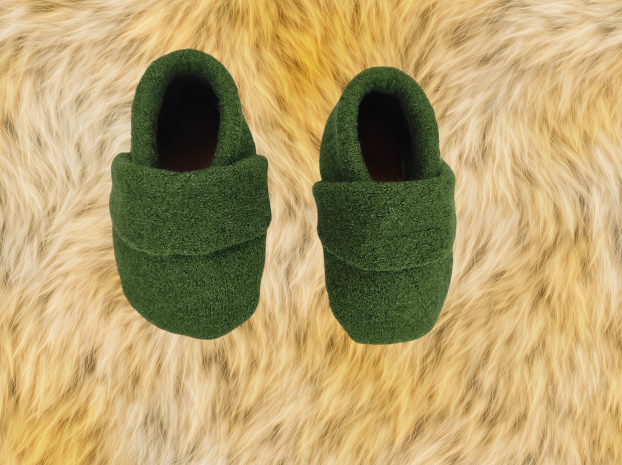 Wollwalkpuschen, Hausschuhe mit Ledersohle, Kitaschuhe Größe 20/21 heugrün