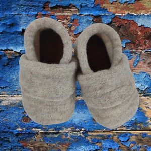 Wollwalkpuschen, Hausschuhe mit Ledersohle, Kitaschuhe Größe 18/19 hellbeige