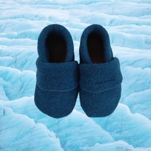 Wollwalkpuschen, Hausschuhe mit Ledersohle, Kitaschuhe Größe 20/21 petrol
