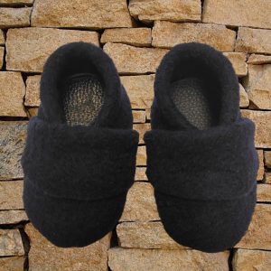 Wollwalkpuschen, Hausschuhe mit Ledersohle, Kitaschuhe Größe 22/23 dunkelblau