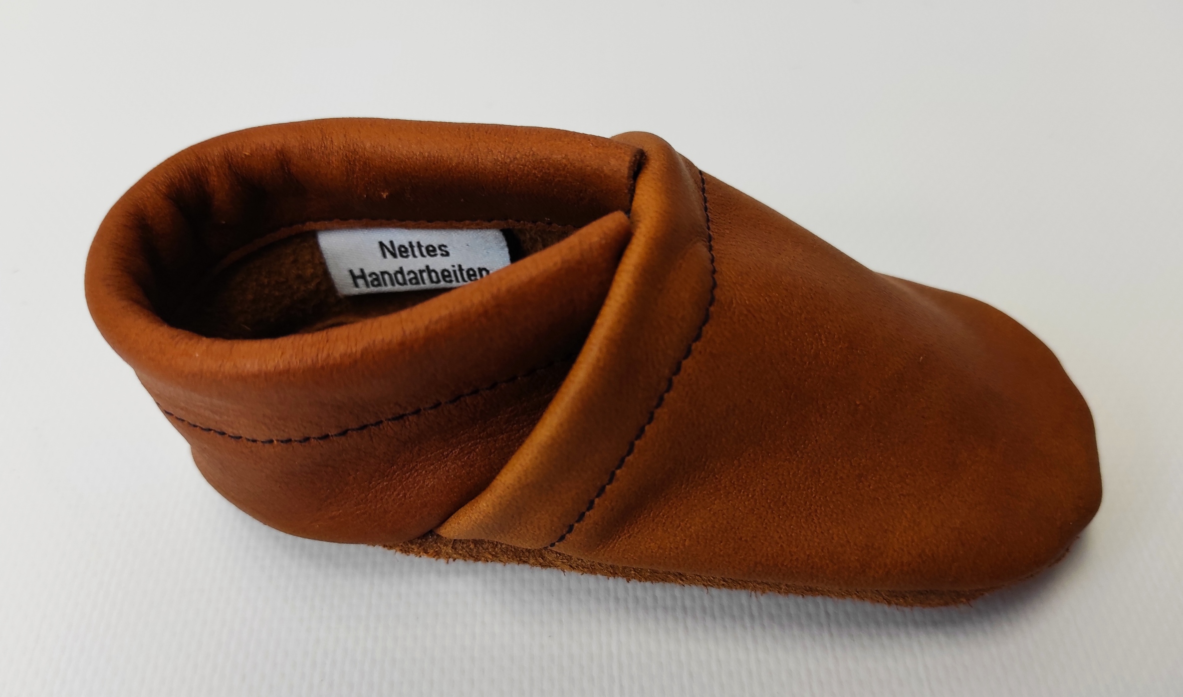 Lederpuschen - Handgefertigt mit Liebe - Größe 18/19 hellbraun – Bild 3