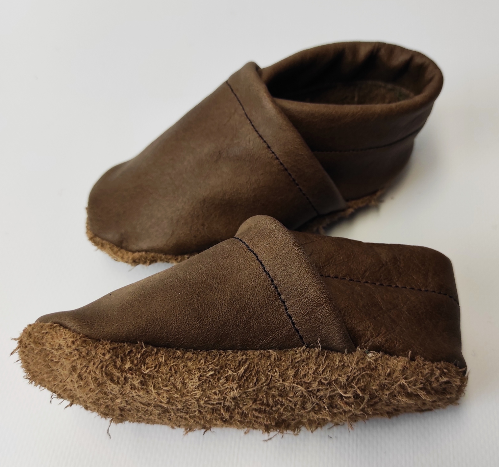 Lederpuschen - Handgefertigt mit Liebe - Größe 18/19 braun – Bild 3