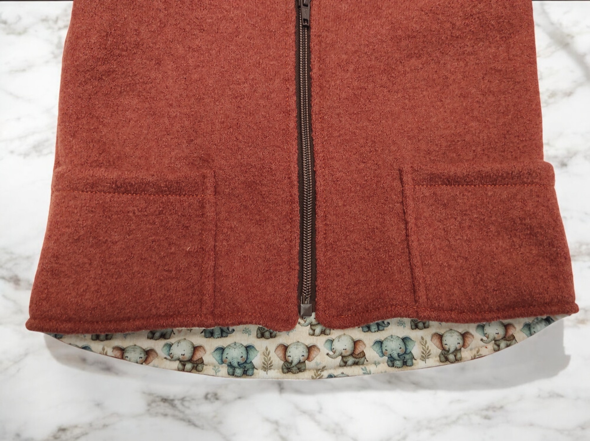 Wollwalkjacke Gr. 86/92 Zipfelmütze Baby Kind gefüttert – Bild 7