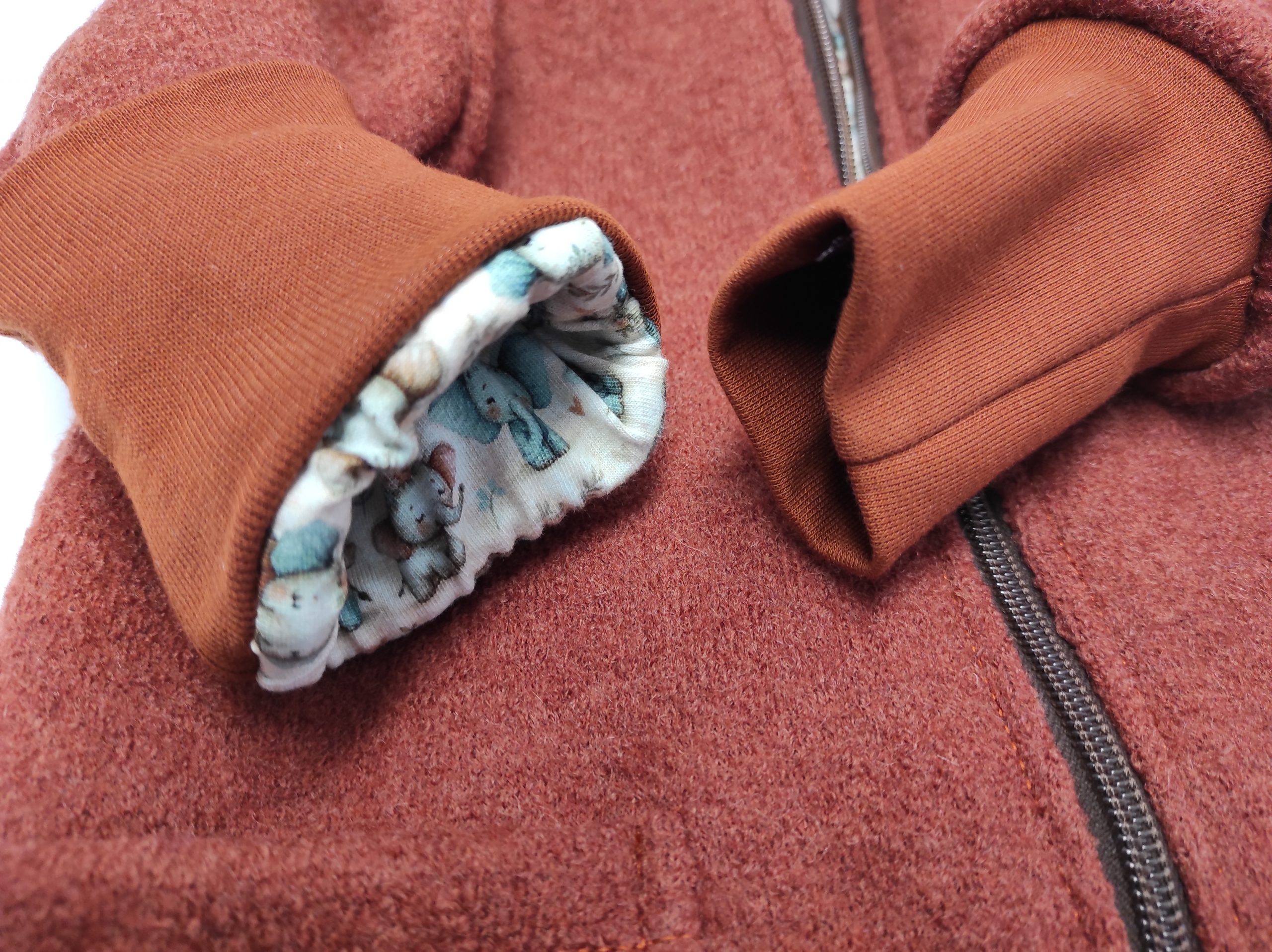 Wollwalkjacke Gr. 86/92 Zipfelmütze Baby Kind gefüttert – Bild 5