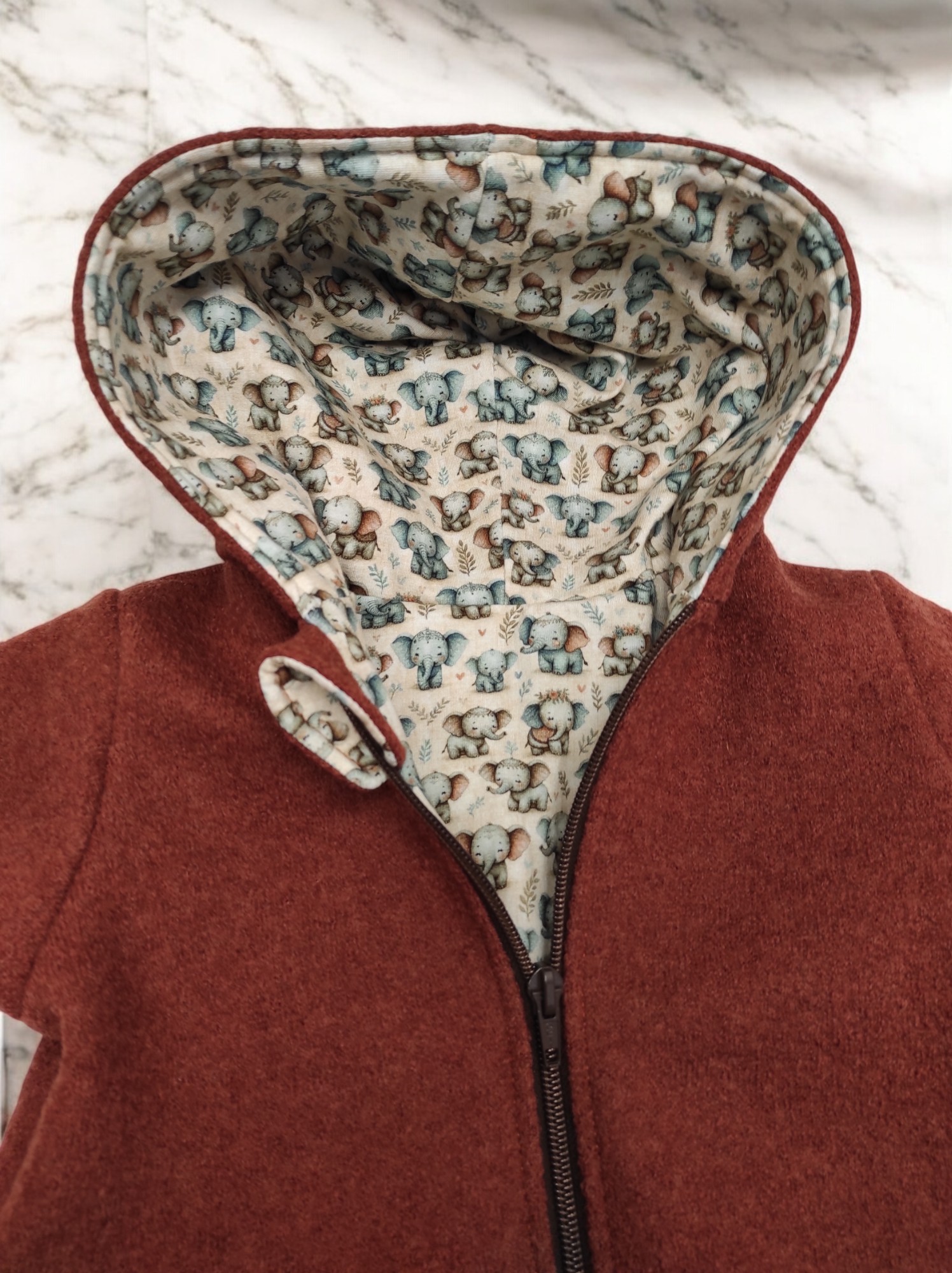 Wollwalkjacke Gr. 86/92 Zipfelmütze Baby Kind gefüttert – Bild 3